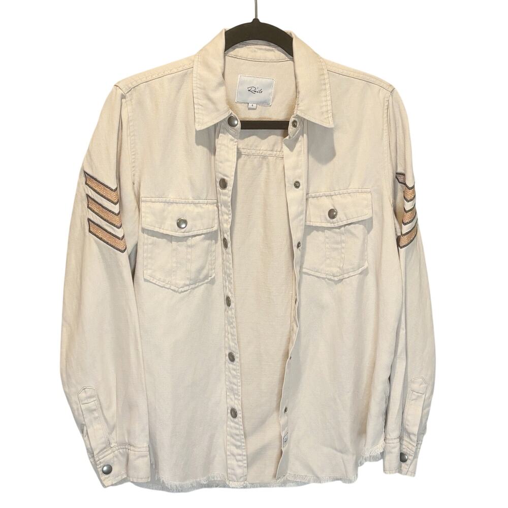 Rails Loren Stone Rosegold Military Snap Front Shacket Jacket - size Small